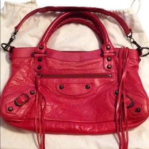 Balenciaga The First red leather shoulder bag